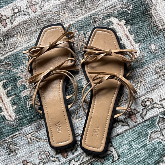 Zara Brown Strappy Sandals - Picture 1 of 2